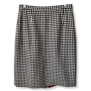 Talbots 90s Black Ivory Wool Tweed Pencil Skirt 12 Preppy Retro Classy Career